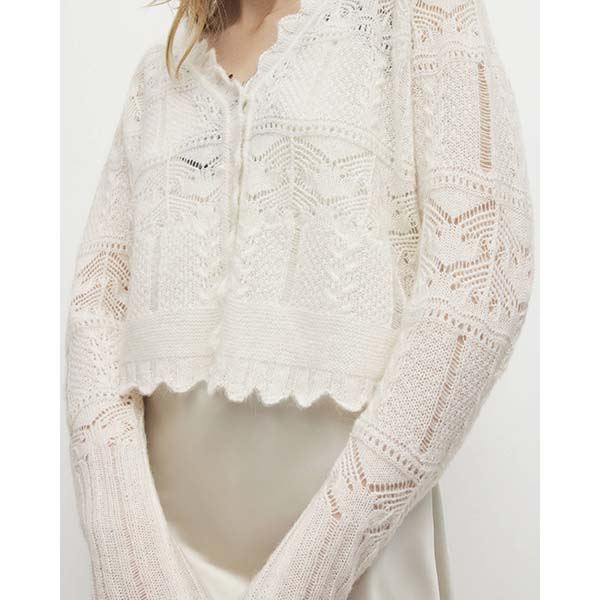 Allsaints Australia Womens Vanessa Lace Scallop Edge Cardigan White AU34-209